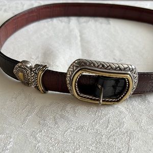 Brighton Marcus Two Tone Gold Silver Reversible Belt Black Brown